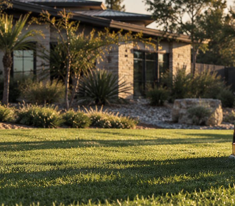 Front landscape beds with ornamental grasses after a residential bed cleanup
